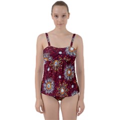 India Traditional Fabric Twist Front Tankini Set by BangZart