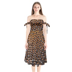 Digital Blasphemy Honeycomb Shoulder Tie Bardot Midi Dress by BangZart