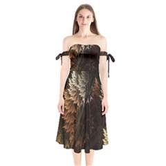 Fractalius Abstract Forests Fractal Fractals Shoulder Tie Bardot Midi Dress