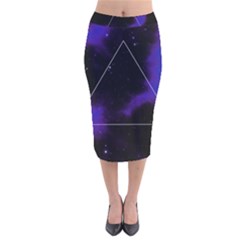 Space Velvet Midi Pencil Skirt
