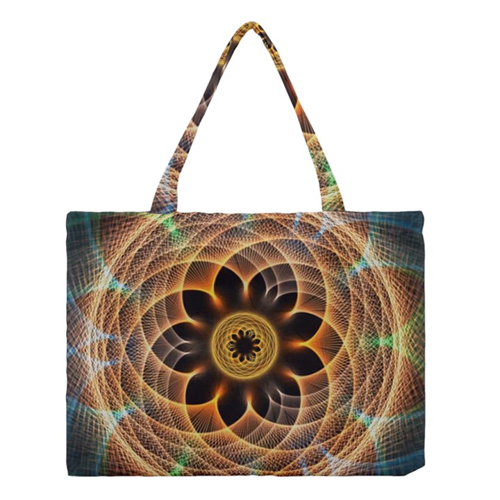 Mixed Chaos Flower Colorful Fractal Medium Tote Bag