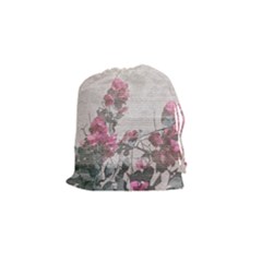 Shabby Chic Style Floral Photo Drawstring Pouches (small)  by dflcprints