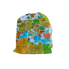 World Map Drawstring Pouches (large) 