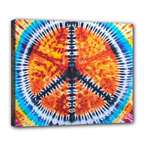 Tie Dye Peace Sign Deluxe Canvas 24  X 20   by BangZart