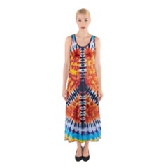 Tie Dye Peace Sign Sleeveless Maxi Dress