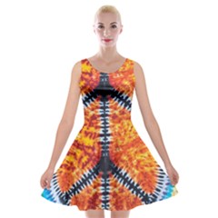 Tie Dye Peace Sign Velvet Skater Dress