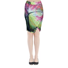 Forests Stunning Glimmer Paintings Sunlight Blooms Plants Love Seasons Traditional Art Flowers Sunsh Midi Wrap Pencil Skirt by BangZart