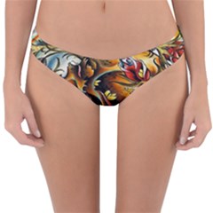 Flower Art Traditional Reversible Hipster Bikini Bottoms by BangZart