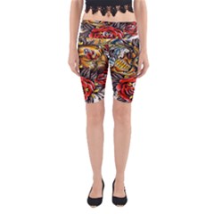 Flower Art Traditional Yoga Cropped Leggings