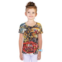 Flower Art Traditional Kids  One Piece Tee