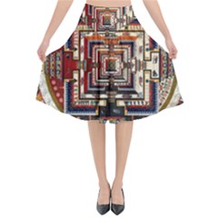 Colorful Mandala Flared Midi Skirt