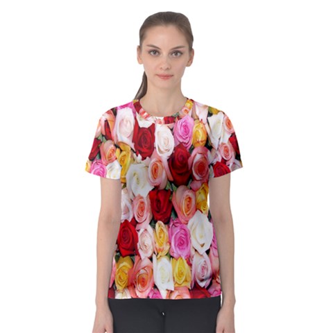 Rose Color Beautiful Flowers Women s Sport Mesh Tee by BangZart