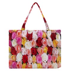 Rose Color Beautiful Flowers Medium Zipper Tote Bag