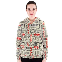 Backdrop Style With Texture And Typography Fashion Style Women s Zipper Hoodie by BangZart