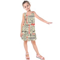 Backdrop Style With Texture And Typography Fashion Style Kids  Sleeveless Dress