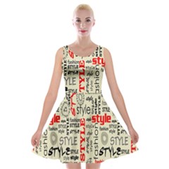 Backdrop Style With Texture And Typography Fashion Style Velvet Skater Dress by BangZart