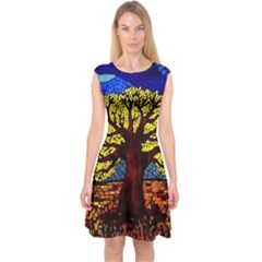 Tree Of Life Capsleeve Midi Dress