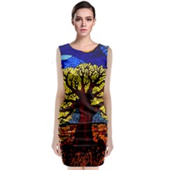 Tree Of Life Sleeveless Velvet Midi Dress