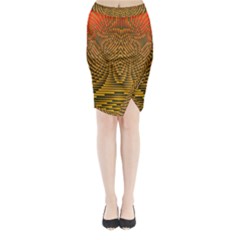 Fractal Pattern Midi Wrap Pencil Skirt