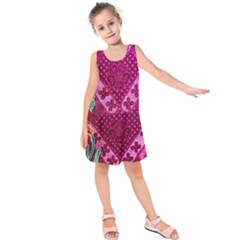 Pink Batik Cloth Fabric Kids  Sleeveless Dress