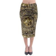 Gold Roman Shield Costume Midi Pencil Skirt