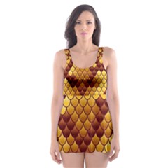 Snake Skin Pattern Vector Skater Dress Swimsuit