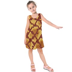 Snake Skin Pattern Vector Kids  Sleeveless Dress