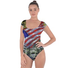 Usa United States Of America Images Independence Day Short Sleeve Leotard  by BangZart