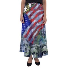 Usa United States Of America Images Independence Day Flared Maxi Skirt by BangZart