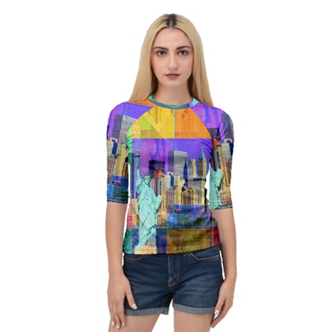 New York City The Statue Of Liberty Quarter Sleeve Tee by BangZart