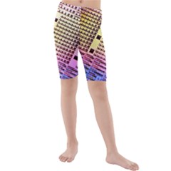 Optics Electronics Machine Technology Circuit Electronic Computer Technics Detail Psychedelic Abstra Kids  Mid Length Swim Shorts