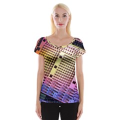 Optics Electronics Machine Technology Circuit Electronic Computer Technics Detail Psychedelic Abstra Cap Sleeve Tops