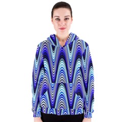 Waves Blue Women s Zipper Hoodie by Colorfulart23