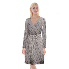 Sea Fan Coral Intricate Patterns Long Sleeve Velvet Front Wrap Dress