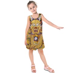 Chinese Dragon Pattern Kids  Sleeveless Dress