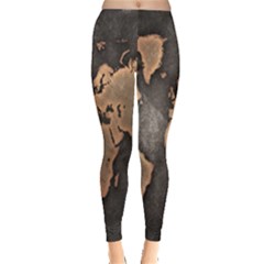 Grunge Map Of Earth Leggings 