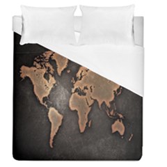 Grunge Map Of Earth Duvet Cover (queen Size)