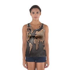 Grunge Map Of Earth Sport Tank Top 