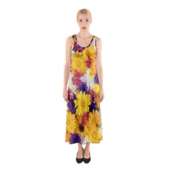 Colorful Flowers Pattern Sleeveless Maxi Dress