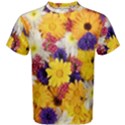 Colorful Flowers Pattern Men s Cotton Tee View1