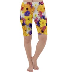 Colorful Flowers Pattern Cropped Leggings 