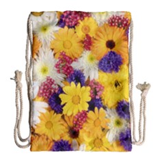 Colorful Flowers Pattern Drawstring Bag (large)