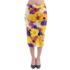 Colorful Flowers Pattern Midi Pencil Skirt