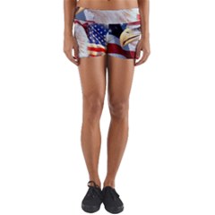 United States Of America Images Independence Day Yoga Shorts by BangZart