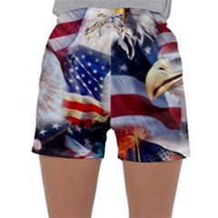 United States Of America Images Independence Day Sleepwear Shorts by BangZart