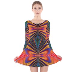 Casanova Abstract Art Colors Cool Druffix Flower Freaky Trippy Long Sleeve Velvet Skater Dress