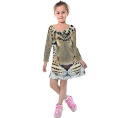 Leopard Face Kids  Long Sleeve Velvet Dress