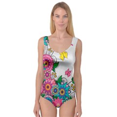 Flowers Pattern Vector Art Princess Tank Leotard 