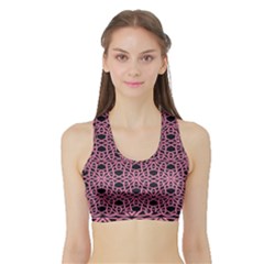 Triangle Knot Pink And Black Fabric Sports Bra With Border