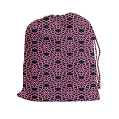 Triangle Knot Pink And Black Fabric Drawstring Pouches (xxl)